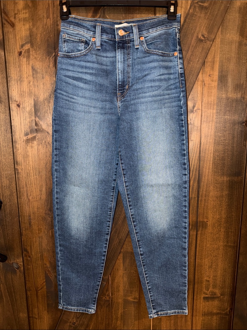 High-Rise Tapered Blue Jeans